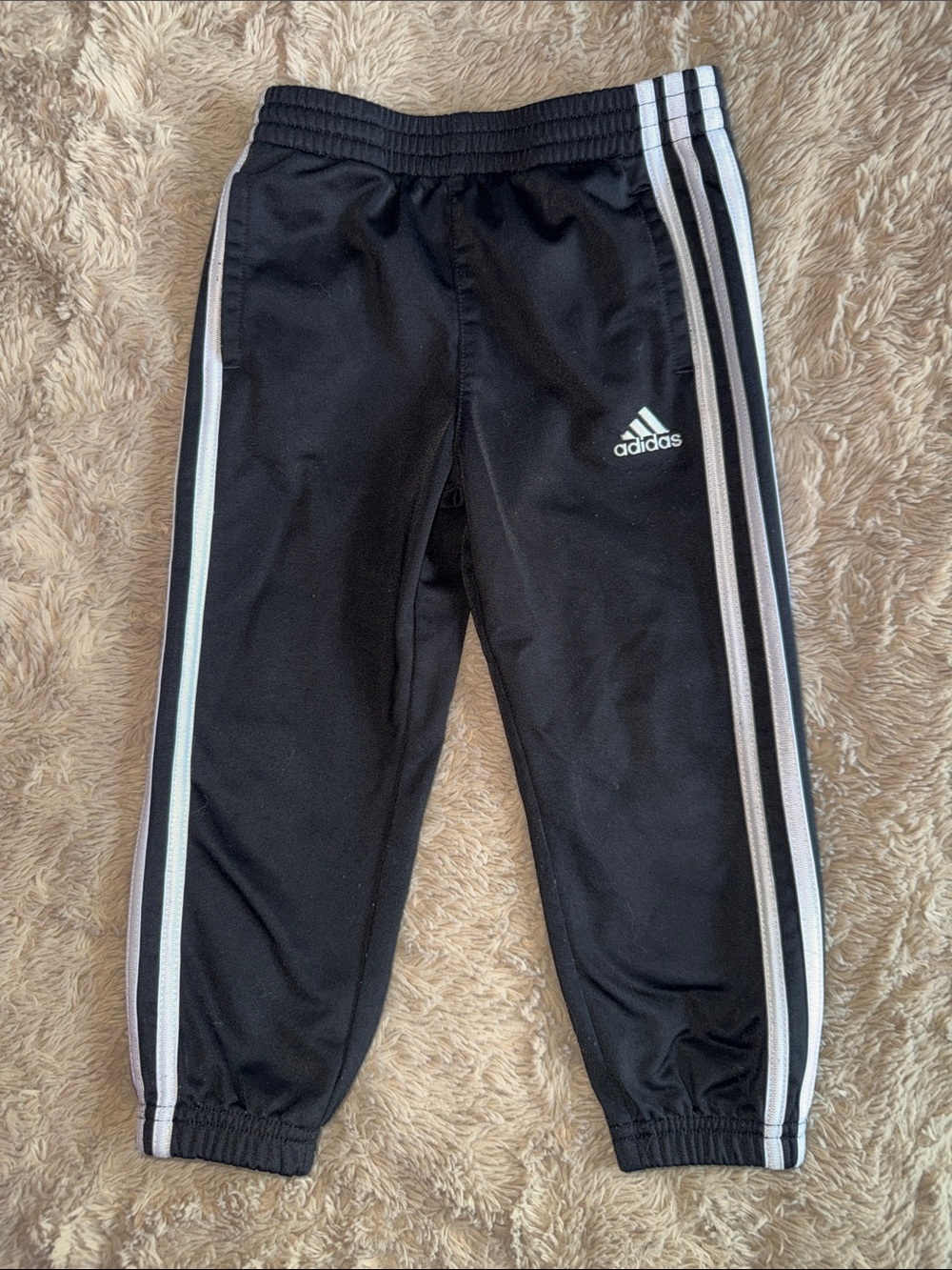 adidas Black Kids Joggers with White Side Stripes size 3 toddler